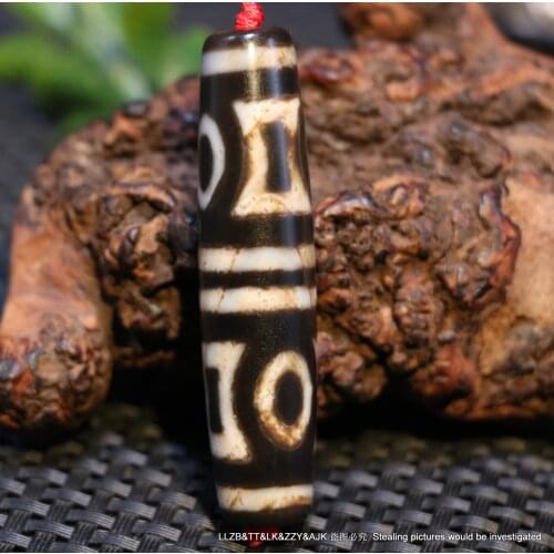 LKbrother Talisman Treasure Energy Tibetan Old Oily Agate Cinnabar Dots Harmonious Heaven&Earth dZi Bead 5A