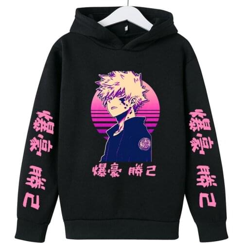 Anime Manga Hoodies Sweatshirts for Kids Pullover Boys Girls Cartoon Sweatshirt Japanese My Hero Academia Katsuki Bakugo Hoodie