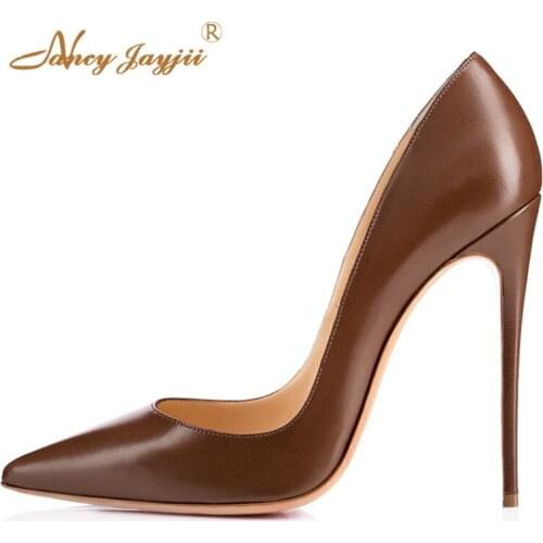 Brown Leopard Gold Ladies Office Shoes Sexy Pointy Toe Stilettos Pumps Woman Super High Thin Heels Large Size 33 38 Fashion 2019