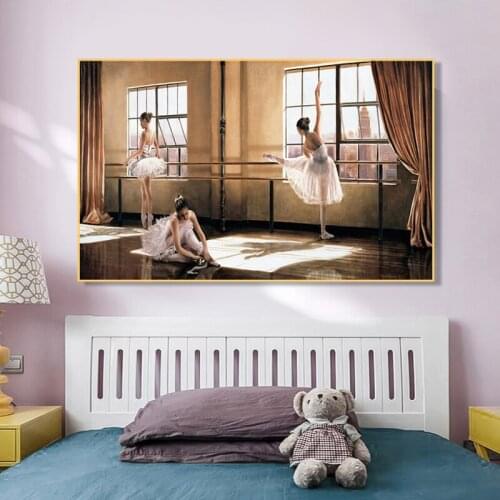 Vintage Ballerina Canvas Painting Ballet Dancing Girls Posters and Prints Modern Abstract Wall Art Picture for Living Room Decor