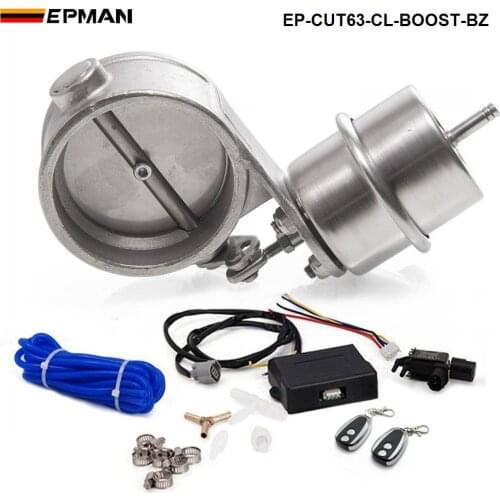 Exhaust Control Valve With Boost Actuator Cutout 2.5" 63mm Pipe CLOSED with Wireless Remote Controller Set EP-CUT63-CL-BOOST-BZ
