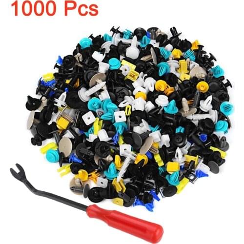 1000PCS Mixed Auto Fastener Vehicle Car Bumper Clips Retainer Fastener Rivet Door Panel Fender Liner Universal Fit for Car