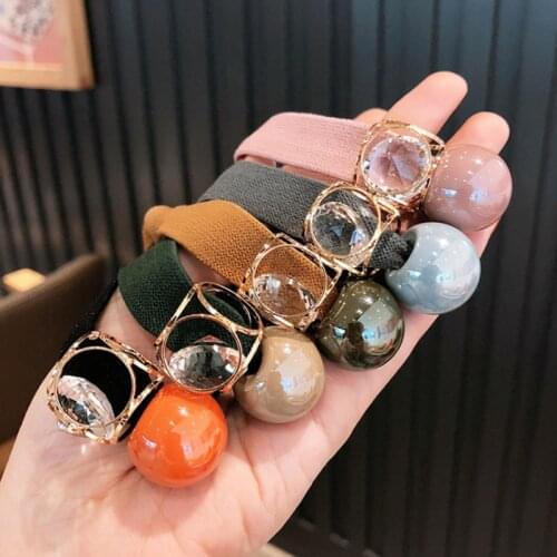 2020 New Korea Women Hair Ropes Big Crystal Pearl Elastic Rubber Band for Girl Fashion Hair Accessories