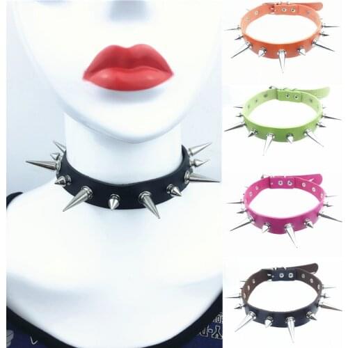 Punk Spiked Choker Collar with Spikes Rivets Women Men Emo Studded Chocker Necklace Goth Jewelry