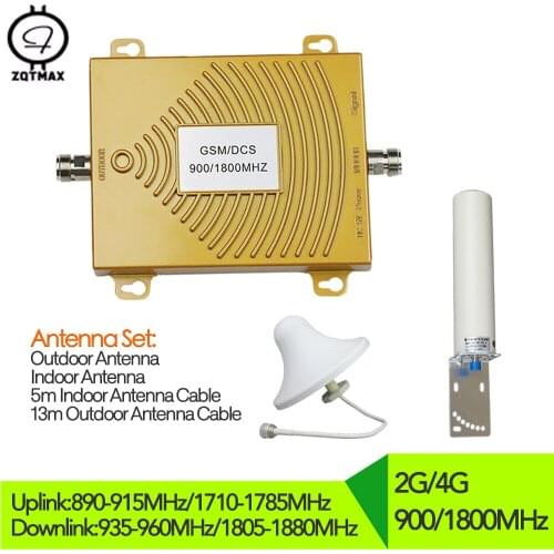 ZQTMAX GSM Cell Phone Signal Booster 4g Mobile Signal Rpeater LTE Cellular Signal Amplifier 900 1800 Dual Band with Antenna sets