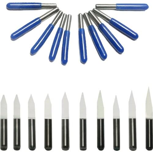 10Pcs 3.175mm Tungsten Steel V Shape Carbide PCB Engraving Bits cnc router cutter