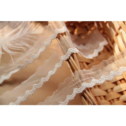 10yards/lot Width 2.5cm White cotton embroidered mesh lace fabrics, crochet lace trim, Free Shipping