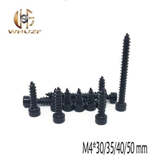 100pcs M4*30/35/40/50 mm Carbon Steel With Black Hexagon Socket Cap Head self tapping screw Model Screw M4 screws
