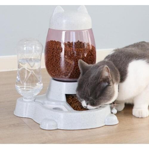 2 IN 1 Cat Water And Food Feeder Dispenser Automatic Dog Cats Drinking Bottles Feeding Bowl Dispensers Pet Supplies 2.2L