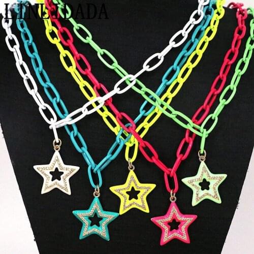 5Pcs Gold Plated Brass Enamel Five-Pointed Star Cz Zircon Charms Pendant Necklace Charm Gift