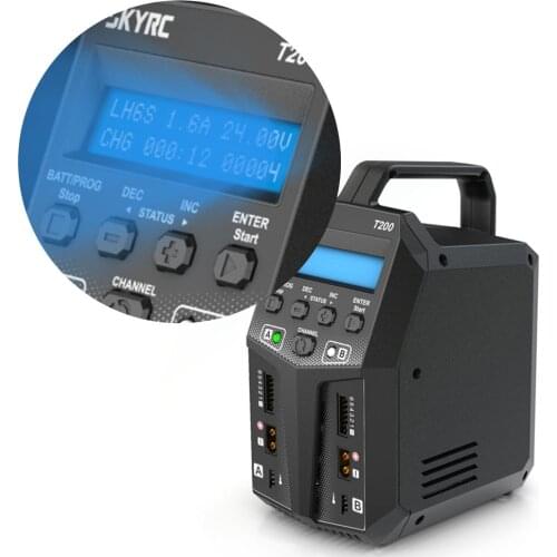 SKYRC SK-100155-03 T200 Balance Charger 12A 100W Dual XT60 Plug 10W Discharger For LiHV LiPo Li-ion LiFe NiMH NiCD Battery