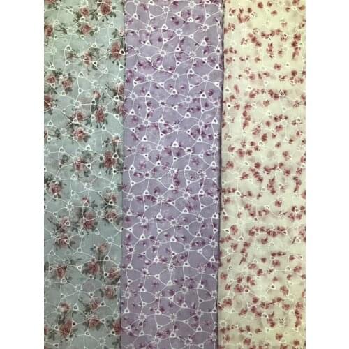 White 100% Cotton Lace Fabric Bilateral Embroidery Flower Circle Eyelet Lace 130CM Diy Clothes Dress Curtain Sewing Accessory