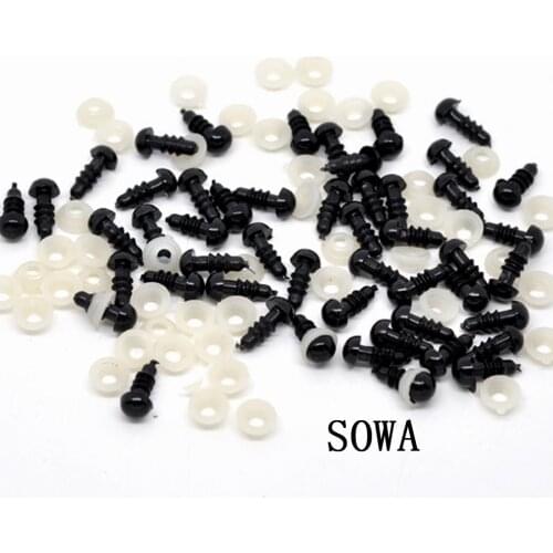 Free Shipping 200pcs(100sets) Size13x6mm Craft Plastic Black Safety Eyes Dolls Toy Doll For DIY Making Doll Accessories