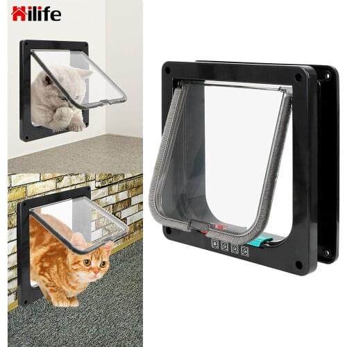 Security Flap Door 4 Way Lockable Animal Small Pet Cat Dog Gate Door Pet Supplies Dog Cat Kitten Door