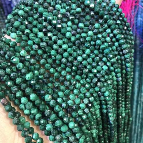 New Natural Stone Malachite Peacock Beads 2 3 4mm Small Section Loose Spacer Beads for Jewelry Making DIY Necklace Bracelet 15