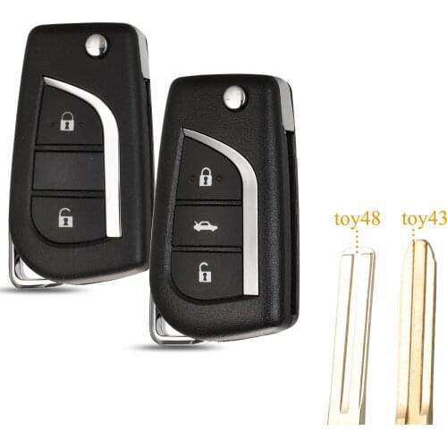 Kutery 2/3 Buttons Flip Folding Remote Car Key Shell Case For Toyota Levin Camry Highlander Corolla With Toy43/Toy48 Blade
