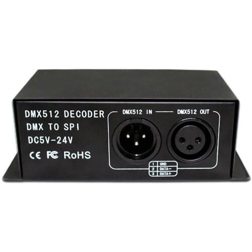 DMX 512 spi decoder auto-index addressing and code switch 2811/2812/1903/1809 full color dmx512 decoder DC5-24V