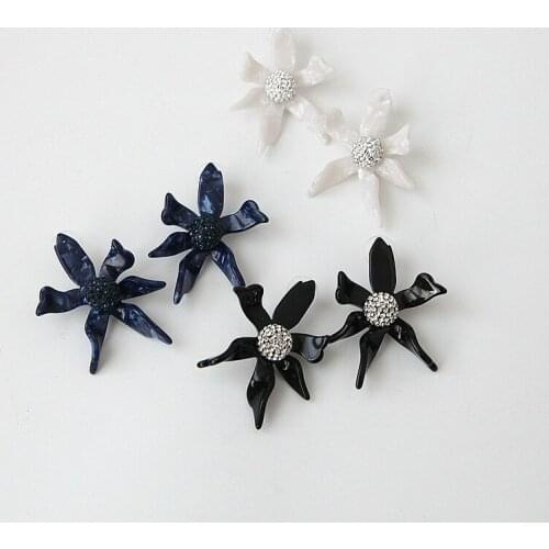 Designer Brand Luxury Resin Diamond Set Flower Ear Stud Multicolor