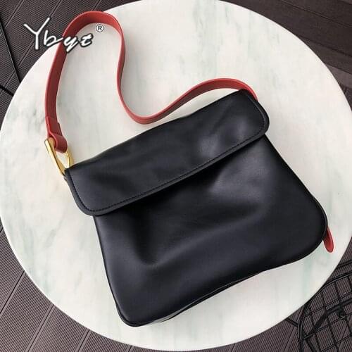 Elegant Design Solid PU Leather Flap Crossbody Bags For Women Wide Strap Ladies Shoulder Bag Luxury Handbags Women Bags Designer