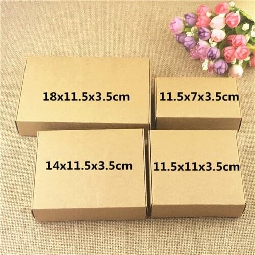 12Pcs/Lot Brown Retro Style Paper Cardboard Jewellery Pack Box For Storage Biscuits Candy Chocolates Presents High Capacity Case