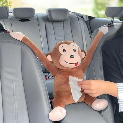 Creative Cartoon Monkey Home Office Car Hanging Paper Paper Napkin Cover Portable Tissue Holder Box Box N7N0
