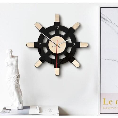 Nordic creative personality ship rudder wall clock living room bedroom decorative clock art retro pocket watch