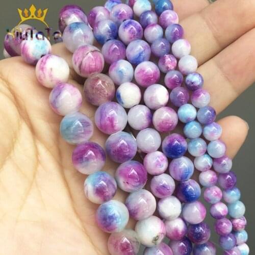 Natural Stone Beads Round Colorful Persian Jades Loose Spacer Beads For Jewelry Making DIY Bracelet Accessories 15'' 6/8/10mm