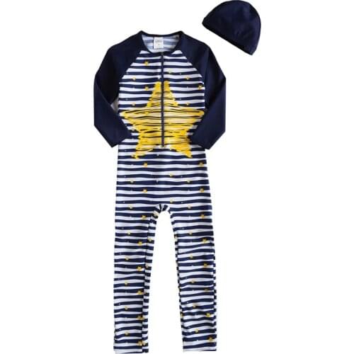 Boys Long Sleeve Swimwear Sun Protection UPF 50+ UV Kids Swim Suit Beach Shirt Swimming Cap Girls Child Rash Guard Front zipper