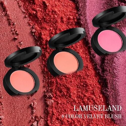 LAMUSELAND 8 Colors Velvet Blush palette Skin Soft Natural Shadow Cosmetic Brightening Blusher Face Makeup Girls #LA31
