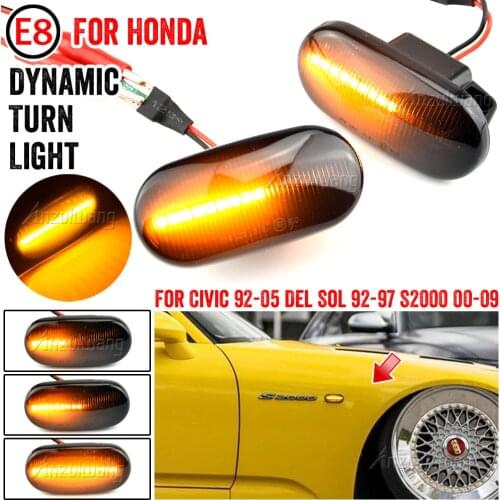 Dynamic Flowing Water Blinker Led Side Marker Turn Signal Light For Honda Accord Civic CRX Prelude S2000 Del Sol Fit Integra