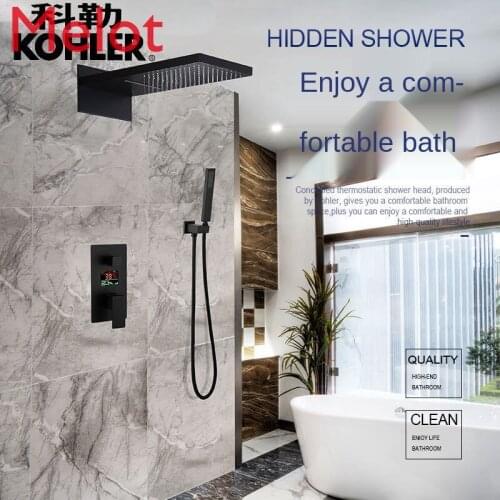 Wall-Mounted Shower Concealed Embedded Hidden Hidden Shower Set Hidden Digital Display Invisible Embedded Rain Waterfall