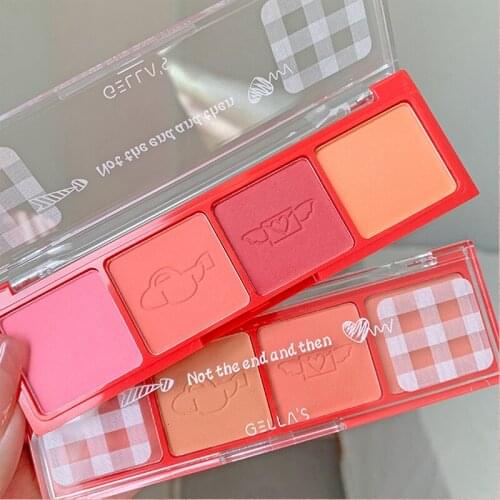 New Candy 4-color Blush Palette Pink Orange Blush Waterproof Blush That Is Not Easy To Fade Female Cosmetics Beauty