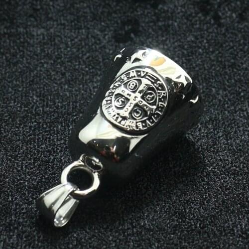 Unisex Saint Benedict of Nursia Jesus Exorcism Cross 316L Stainless Steel Newest Star Bell
