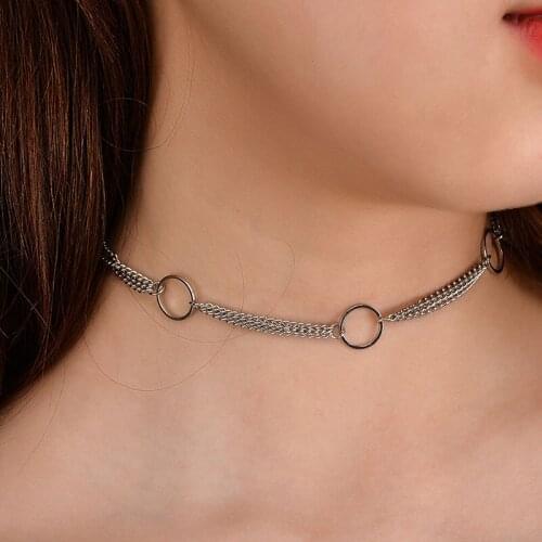 New Simple Fashion Copper Round Circle Metal Chains Choker Necklace for Women Neck Chocker Collar Jewelry Gift XR837