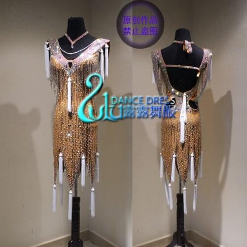 Deep skin color fabric Latin Ballroom Dance Dress Latin dance dress latin dance dress Ballroom Latin Dance Competition Dress