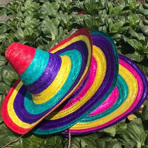 Men Women Wide Brim Colorful Edges Random Color Party Supplies Decorative Adult Gift Straw Hats Mexican Style Halloween Outdoor