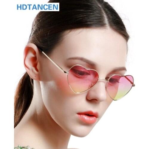 Heart Shaped Sunglasses WOMEN metal Reflective LENES Fashion sun GLASSES MEN Mirror oculos de sol