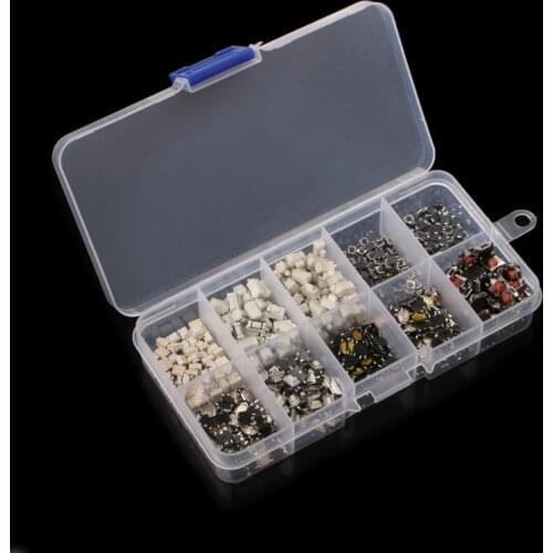 500 Pcs 10 Value Momentary Tactile Push Button Switch Mini Micro PCB L15