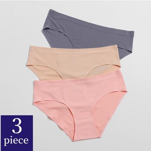 TrowBridge Seamless Womens Panties Solid Silk Satin Underwear Girl Cozy Breathable Briefs Sexy Lingerie High Elastic Underpants