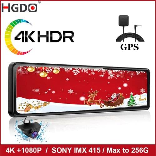HGDO 12" Video Recorder Dash Cam 4K Car DVR Sony IMX415 Car Rear View Mirror Camera 1080P Registrar GPS Auto Dashcam 3 in 1