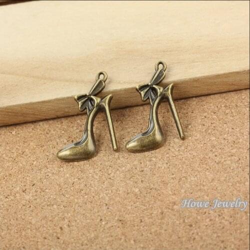 80 pcs Vintage Charms Shoe Pendant Antique bronze Fit Bracelets Necklace DIY Metal Jewelry Making10059