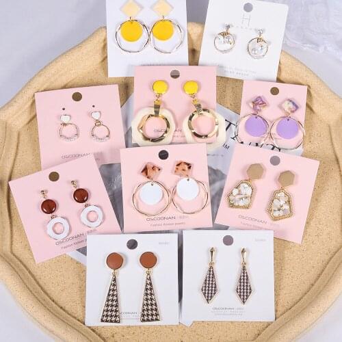X&P New Korean Geometric Statement Drop Earrings 2020 for Women Fashion Vintage Acrylic Fabric Dangle Hanging Earring Jewelry