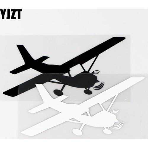 YJZT 14.2×7CM Single Engine Propulsion Airliner Funny Airplane Car Sticker Vinyl Decals Black / Silver 10A-0423