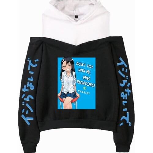 2021 New Arrival Anime Nagatoro Hoodies Women Sweatshirts Sleeve Off-Shoulder Exclusive autumn Hoodies plus size Clothes