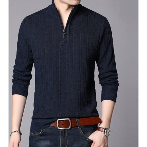 Winter Men Sweater Warm Pullover Sweater Coat Men Comfortable Soft Cardigan Jumpers Men Solid Woven Stripes Coats Men MZM051