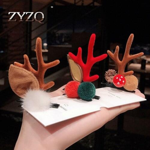 ZYZQ ZYZZ New 2pc/set Women Christmas Antler Hairpin Hair Clips Cartoon Decorative Hairpin Barrette Headwear Hair Accessories