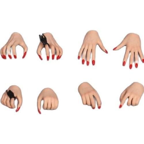 1/6 Replaceable Hand Accessories Red/Black/white Nails Fingers Shape Props Fit Female PH TBL Pale / Suntan Action Figure Body