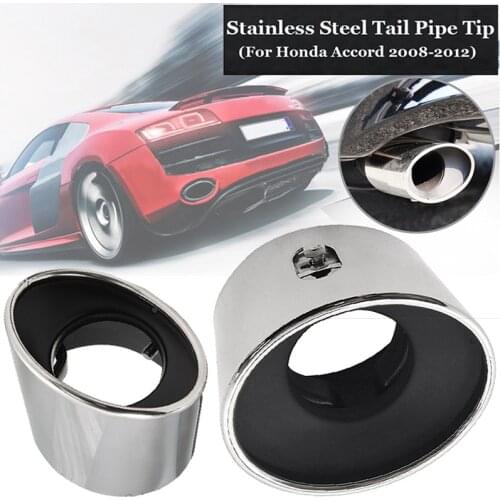 1pc Exhaust Pipe Tip Silver Stainless Steel Car Replacement Accessories Part High Quality Suitable For Honda Accord 08-12