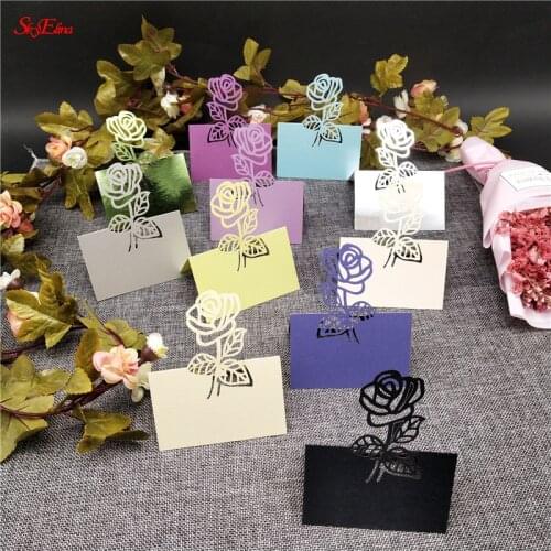 10/50/100pcs rose Shape Party Table Name Place Cards Table Place Cards Favor Decoration Wedding Seating Decoration 12X9cm 9Z