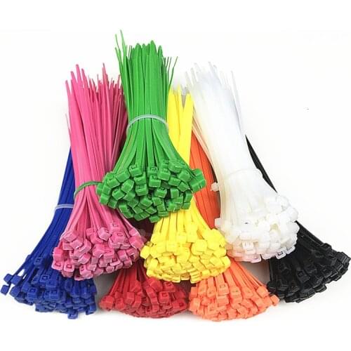 100pcs/Bag 200mm Self-locking Nylon Cable Ties 8inch 12 color Plastic Zip Tie 18 lbs black wire binding wrap straps UL Certified